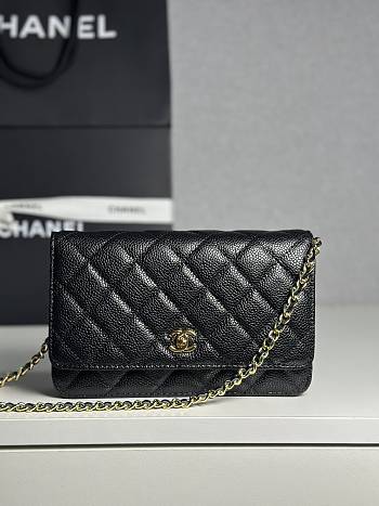 Colestore Chanel Classic Wallet on Chain (WOC) in Black Caviar Leather 19cm