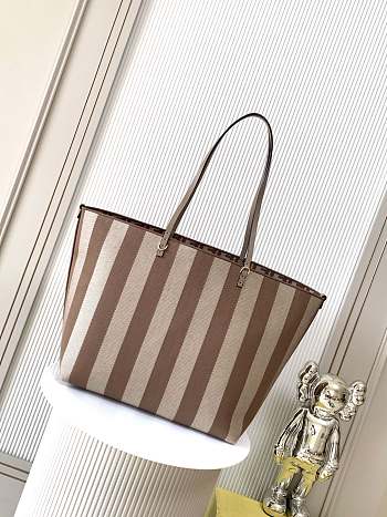 Colestore Fendi Roll Striped Large Reversible Tote Bag in Natural 35x19.5x32cm