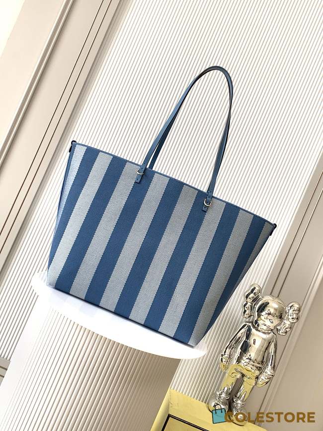 Colestore Fendi Roll Striped Large Reversible Tote Bag in Blue 35x19.5x32cm - 1