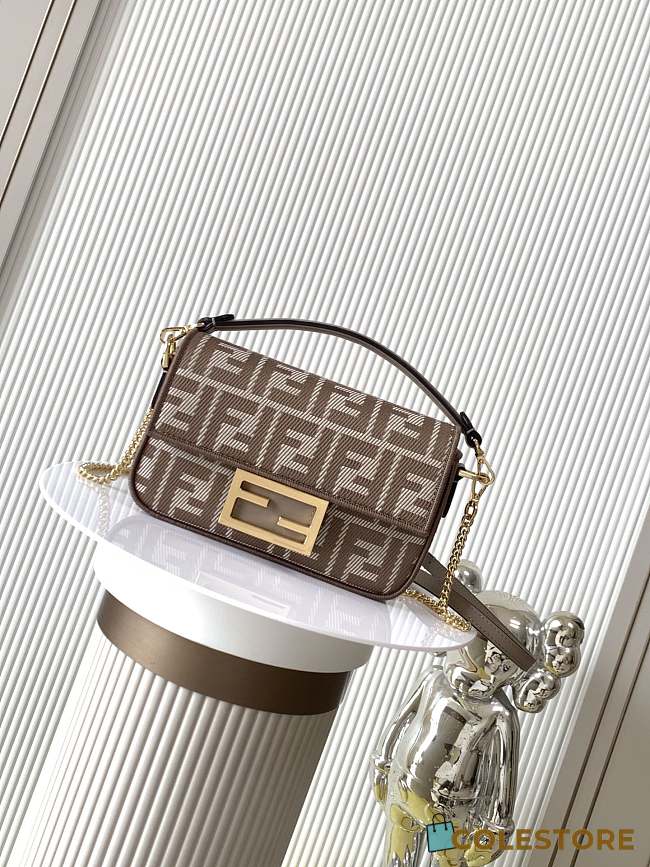 Colestore Fendi Baguette Mini Fabric Brown Beige 20x5x13cm - 1
