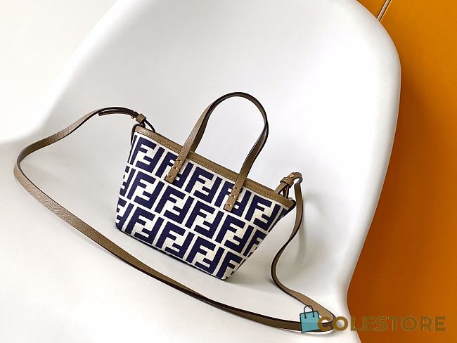 Colestore Fendi Roll Mini FF Jacquard Mini Bag Midnight Blue 15.5x11x13cm - 1