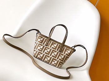 Colestore Fendi Roll Mini FF Jacquard Mini Bag Beige Natural 15.5x11x13cm