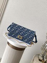 Colestore Fendi Baguette Blue Denim Effect FF Jacquard Bag 21x5x11.5cm - 1