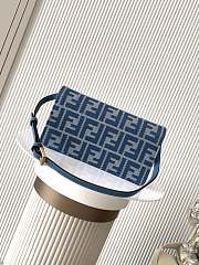 Colestore Fendi Baguette Blue Denim Effect FF Jacquard Bag 21x5x11.5cm - 3