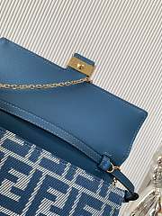 Colestore Fendi Baguette Blue Denim Effect FF Jacquard Bag 21x5x11.5cm - 4
