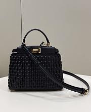 Colestore Fendi Iconic Peekaboo ISeeU Mini Woven Black Leather 24x10.5x18.5cm - 1