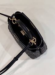 Colestore Fendi Iconic Peekaboo ISeeU Mini Woven Black Leather 24x10.5x18.5cm - 6