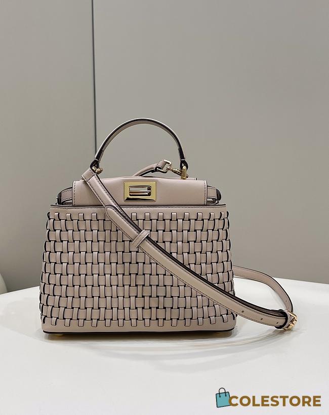 Colestore Fendi Iconic Peekaboo ISeeU Mini Woven Nude Leather 24x10.5x18.5cm - 1