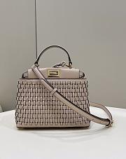 Colestore Fendi Iconic Peekaboo ISeeU Mini Woven Nude Leather 24x10.5x18.5cm - 1