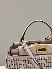 Colestore Fendi Iconic Peekaboo ISeeU Mini Woven Nude Leather 24x10.5x18.5cm - 2