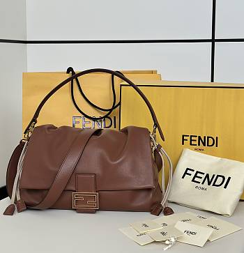 Colestore Fendi Mamma Baguette Leather Brown 32x11x21cm