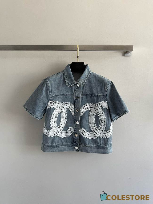Colestore Chanel Lace CC Denim Shirt Jacket  - 1