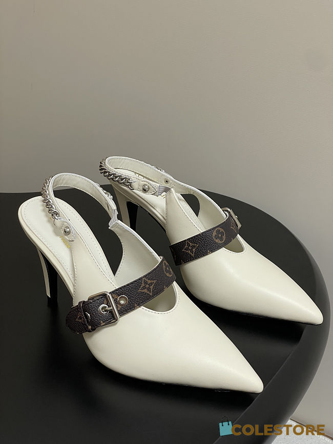 Colestore Louis Vuitton LV Vibe Slingback Pump White - 1