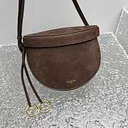 Colestore Alaia Le Click Leather-Trimmed Nubuck Shoulder Bag Brown 20x11x17cm - 3