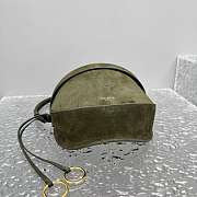 Colestore Alaia Le Click Leather-Trimmed Nubuck Shoulder Bag Green 20x11x17cm - 6