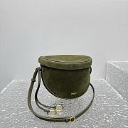 Colestore Alaia Le Click Leather-Trimmed Nubuck Shoulder Bag Green 20x11x17cm - 3