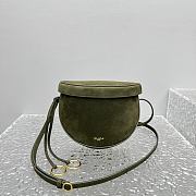 Colestore Alaia Le Click Leather-Trimmed Nubuck Shoulder Bag Green 20x11x17cm - 2