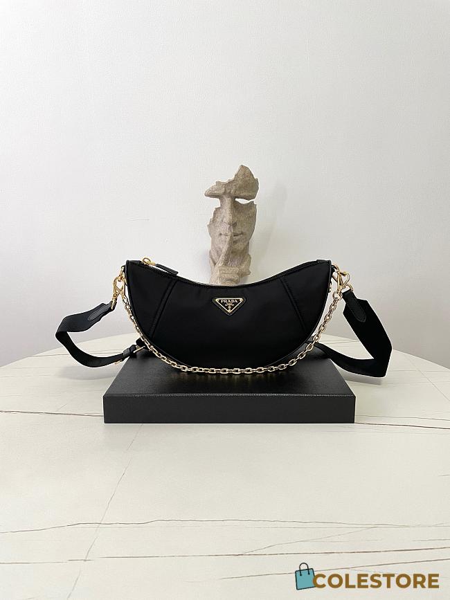 Colestore Prada Demi-lune Re-Nylon Shoulder Bag Black 13.5x30x6cm - 1