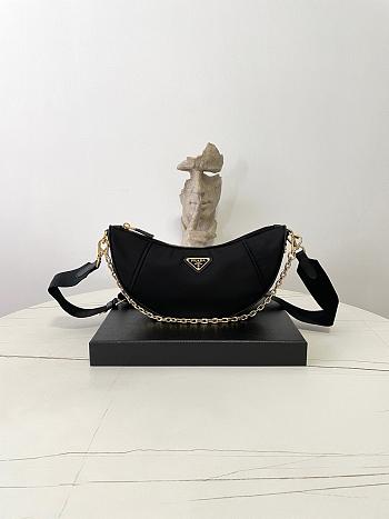 Colestore Prada Demi-lune Re-Nylon Shoulder Bag Black 13.5x30x6cm