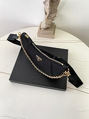Colestore Prada Demi-lune Re-Nylon Shoulder Bag Black 13.5x30x6cm - 5
