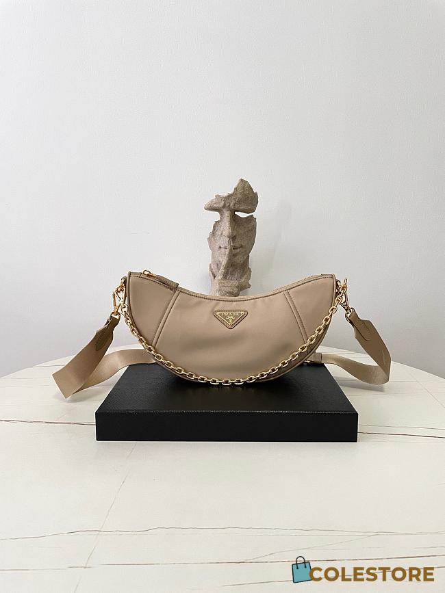 Colestore Prada Demi-lune Re-Nylon Shoulder Bag Camel Brown 13.5x30x6cm - 1