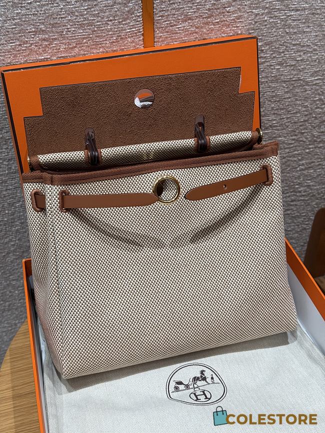Colestore Hermes Herbag Zip 31 bag Turned Inside Out Écru/Beige/Fauve 31x25x10cm - 1