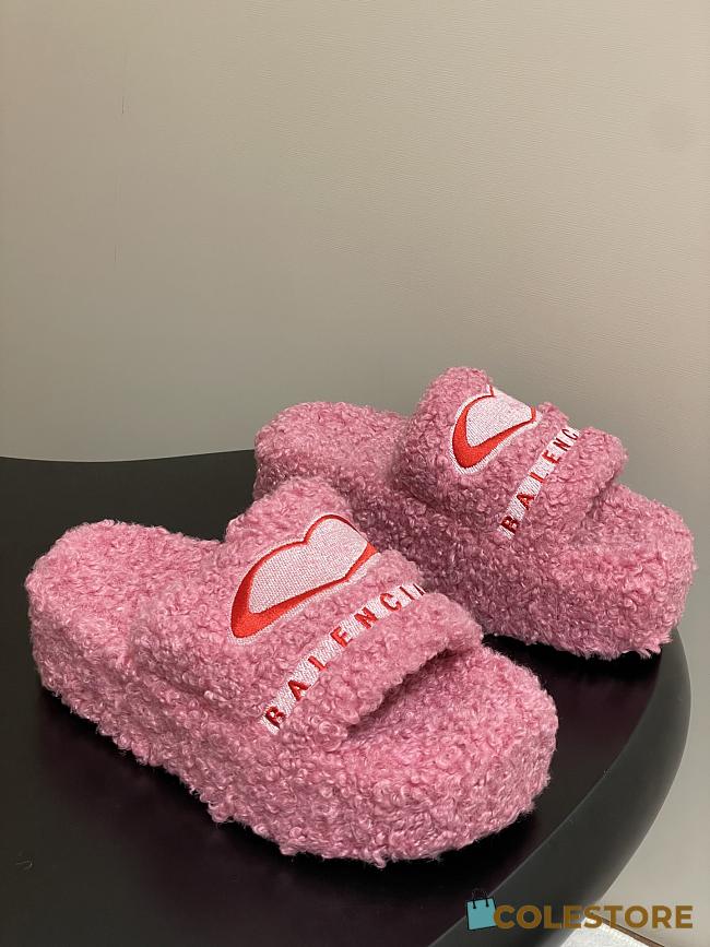 Colestore Balenciaga Women's Furry Platform Sandal in Pink - 1