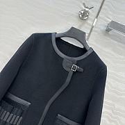 Colestore Hermes Embroidered Jacket with Leather Bleu Noir - 4