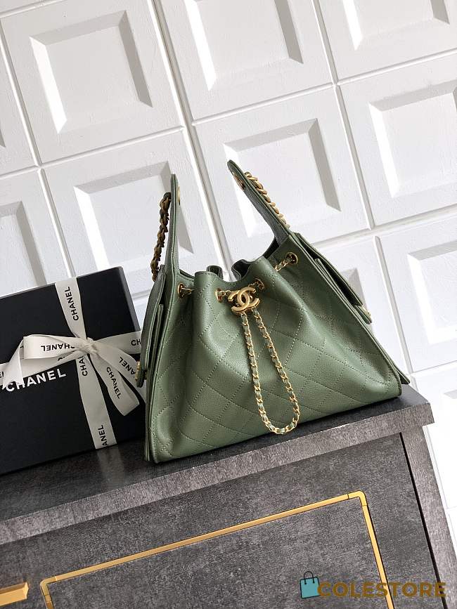 Colestore Chanel 25 Small Handbag Grained Calfskin & Gold-Tone Metal Forest Green 30x26x14cm - 1