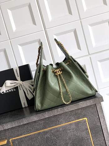 Colestore Chanel 25 Small Handbag Grained Calfskin & Gold-Tone Metal Forest Green 30x26x14cm