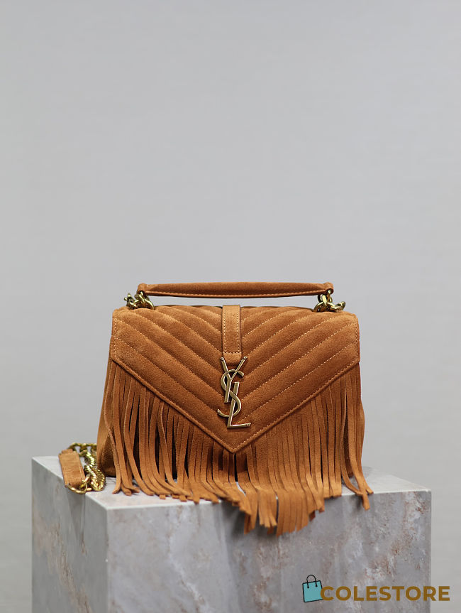 Colestore YSL Saint Laurent College Fringe Suede Shoulder Bag 24x17x6cm - 1