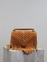 Colestore YSL Saint Laurent College Fringe Suede Shoulder Bag 24x17x6cm - 1