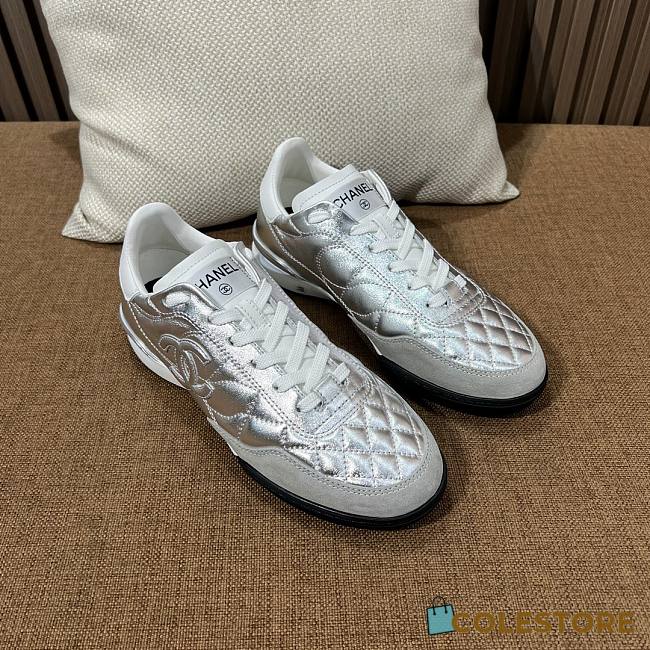 Colestore Chanel Trainers Shiny Calfskin, Calfskin & Suede Calfskin Silver & White - 1