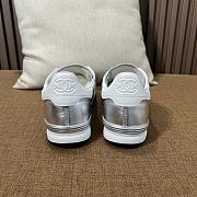 Colestore Chanel Trainers Shiny Calfskin, Calfskin & Suede Calfskin Silver & White - 4