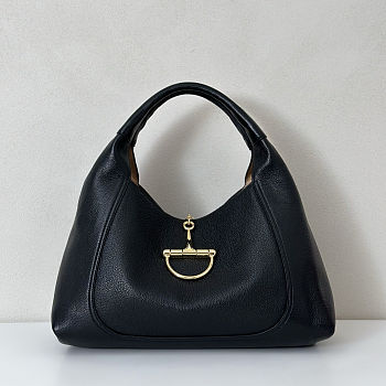 Colestore Gucci Softbit Maxi Shoulder Bag Black Leather 46x26x16cm