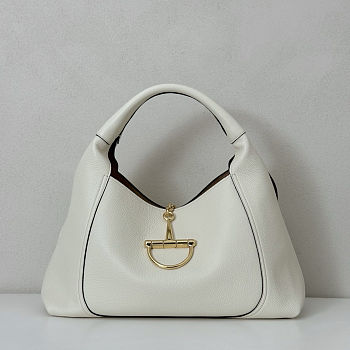 Colestore Gucci Softbit Maxi Shoulder Bag White Leather 46x26x16cm