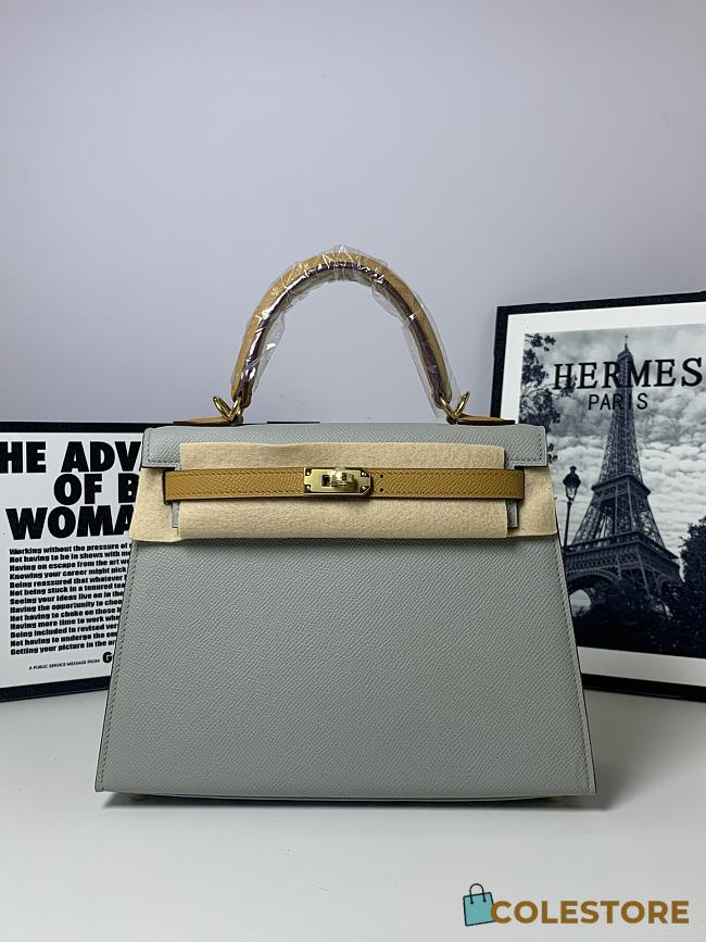 Colestore Hermes Kelly Bag Grey & Gold 25cm - 1