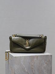 Colestore YSL Saint Laurent Calypso Leather Shoulder Bag Olive Green 26×14×7cm - 1