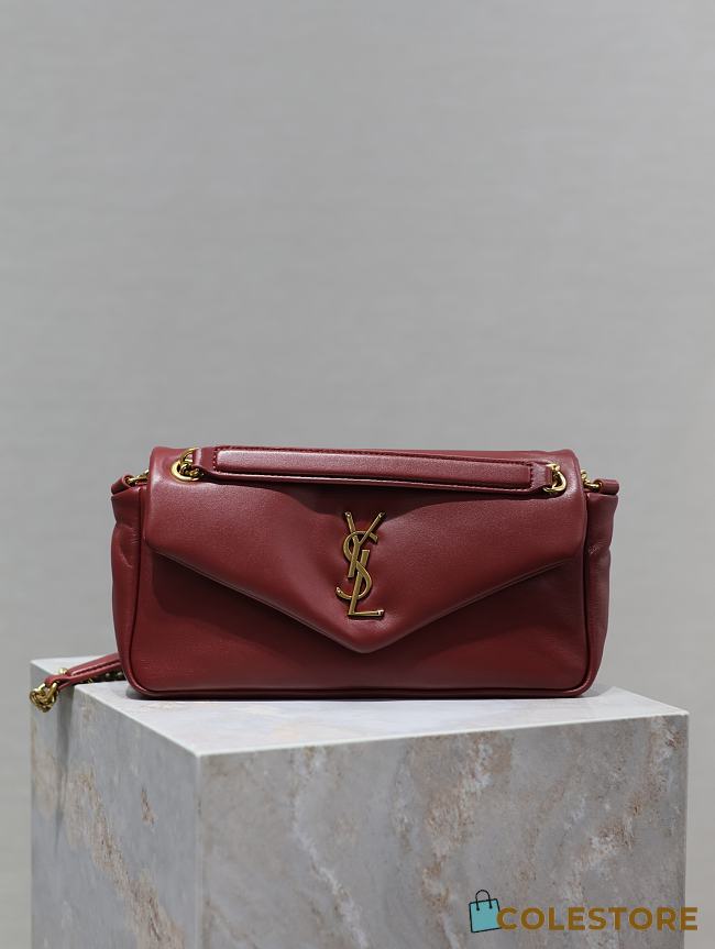Colestore YSL Saint Laurent Calypso Leather Shoulder Bag Red 26×14×7cm - 1