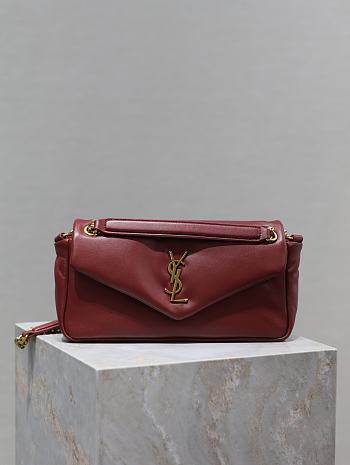 Colestore YSL Saint Laurent Calypso Leather Shoulder Bag Red 26×14×7cm