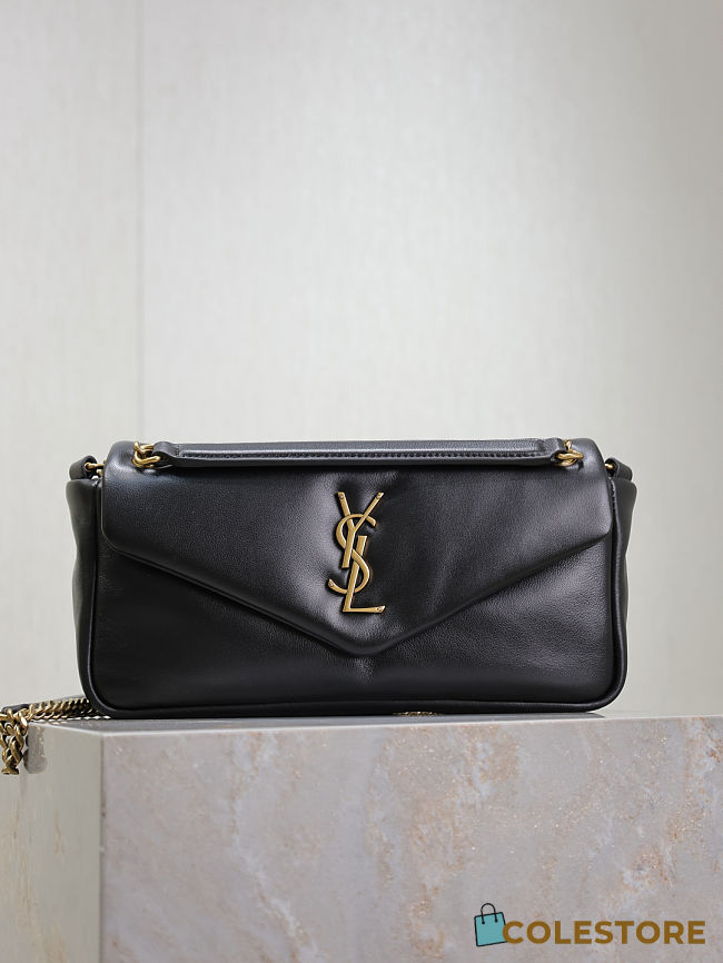 Colestore YSL Saint Laurent Calypso Leather Shoulder Bag Black 26×14×7cm - 1