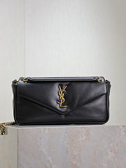 Colestore YSL Saint Laurent Calypso Leather Shoulder Bag Black 26×14×7cm - 1
