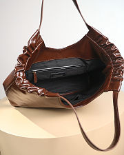 Colestore YSL Yves Saint Laurent Patent Leather Hobo Brown 43x27x13cm - 6