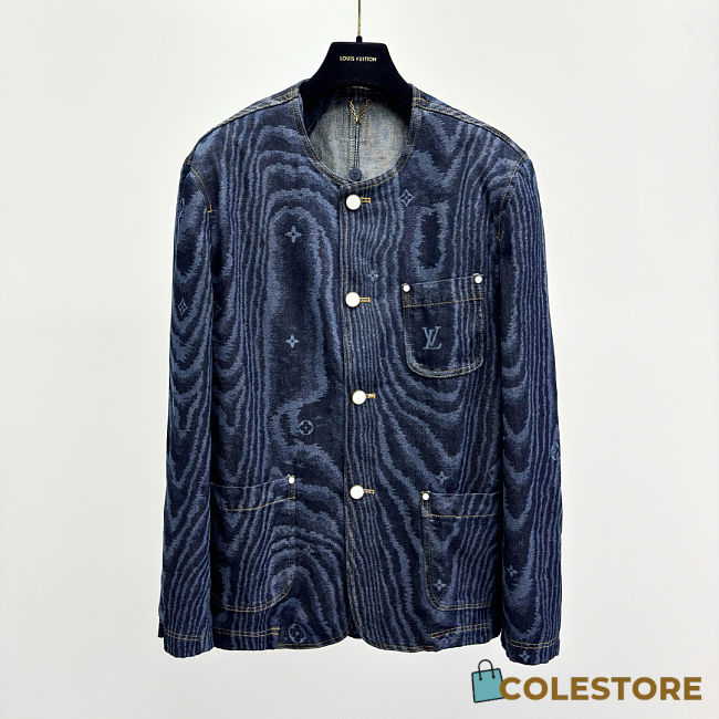 Colestore Louis Vuitton Chic Collarless Denim Jacket - 1