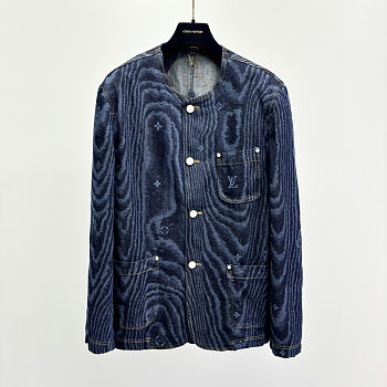 Colestore Louis Vuitton Chic Collarless Denim Jacket