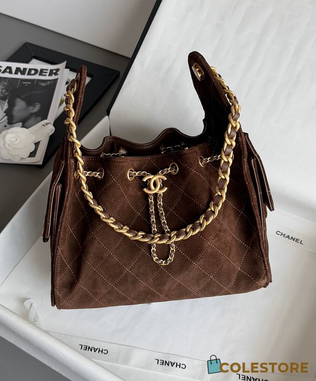 Colestore Chanel 25 Small Handbag Grained Calfskin & Gold-Tone Metal Brown 30x26x14cm - 1