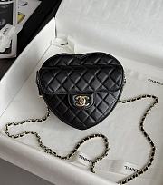 Colestore Chanel Gold Mini CC in Love Heart Crossbody Black 12x13x5.5cm - 1