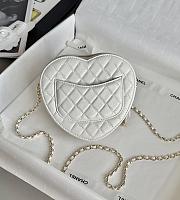 Colestore Chanel Gold Mini CC in Love Heart Crossbody White 12x13x5.5cm - 5