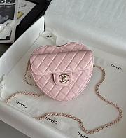 Colestore Chanel Gold Mini CC in Love Heart Crossbody Pink 12x13x5.5cm - 1