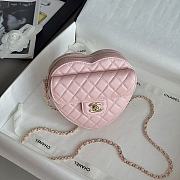 Colestore Chanel Gold Mini CC in Love Heart Crossbody Pink 12x13x5.5cm - 4